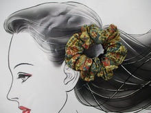 Load image into Gallery viewer, Brown Silk Upcycled Kimono Scrunchies, Ship from USA