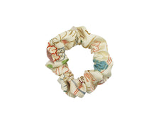 Load image into Gallery viewer, Beautiful White Silk Kimono Scrunchies Eco Friendly Flowers and Leaves