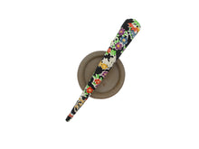 Load image into Gallery viewer, Black Floral Kimono Clip, Japanese Fabric Metal Hair Clip