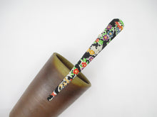 Load image into Gallery viewer, Black Floral Kimono Clip, Japanese Fabric Metal Hair Clip
