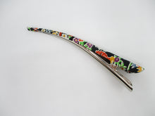 Load image into Gallery viewer, Black Floral Kimono Clip, Japanese Fabric Metal Hair Clip