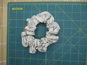 Silk Kimono Scrunchies, Ship from USA Lovely White Floral