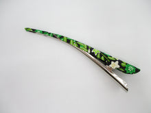 Load image into Gallery viewer, Green X Black Minimalist Silk Kimono Hair Clip Ship from USA 130mm, 5 1/8 inches