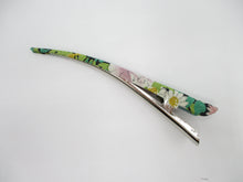 Load image into Gallery viewer, Vintage Upcycled Silk Kimono 130mm Long Metal Clip Japanese Floral