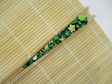 Load image into Gallery viewer, Green X Black Minimalist Silk Kimono Hair Clip Ship from USA 130mm, 5 1/8 inches