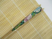 Load image into Gallery viewer, Vintage Upcycled Silk Kimono 130mm Long Metal Clip Japanese Floral