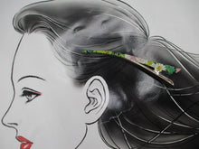 Load image into Gallery viewer, Vintage Upcycled Silk Kimono 130mm Long Metal Clip Japanese Floral
