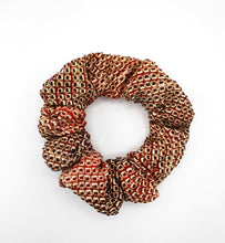 Load image into Gallery viewer, Upcycled Brown Shibori Silk Kimono Scrunchies, Japanese Fabric Ponytail Holder