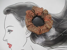 Load image into Gallery viewer, Upcycled Brown Shibori Silk Kimono Scrunchies, Japanese Fabric Ponytail Holder