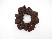 Load image into Gallery viewer, Simple Brown Silk Kimono Scrunchies, Vintage Japanese Fabric Hair Tie