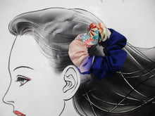 Load image into Gallery viewer, Purple Pink Kawaii Silk Kimono Scrunchies, Japanese Vintage Fabric Hair Accessory