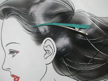Load image into Gallery viewer, Japanese Kimono Long Alligator Clip, Ship from USA Turquoise Teal Blue