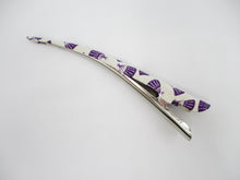 Load image into Gallery viewer, Purple Japanese Fan Sensu Kimono Clip, Long Metal Hair Clip