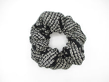 Load image into Gallery viewer, Black Shibori Kimono Silk Fabric Scrunchies Ship from USA