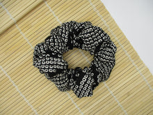 Load image into Gallery viewer, Black Shibori Kimono Silk Fabric Scrunchies Ship from USA