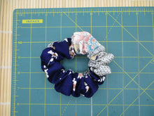 Load image into Gallery viewer, Silk Scrunchies, Japanese Kimono Ponytail Holder, Ship from USA Embroidery