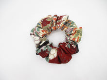 Load image into Gallery viewer, Purplish Brown Floral Simple Handmade Vintage Silk Kimono Scrunchie