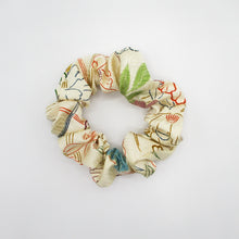 Load image into Gallery viewer, Beautiful White Silk Kimono Scrunchies Eco Friendly Flowers and Leaves