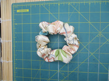 Load image into Gallery viewer, Beautiful White Silk Kimono Scrunchies Eco Friendly Flowers and Leaves