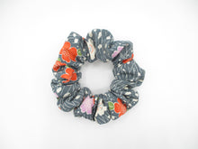 Load image into Gallery viewer, Beautiful Japanese Vintage Upcycled Silk Kimono Fabric Scrunchies Blue