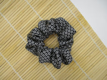Load image into Gallery viewer, Vintage Upcycled Silk Kimono Scrunchies, Ship from USA Black Kazaguruma