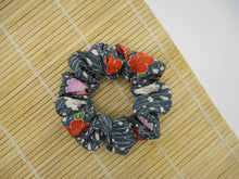 Load image into Gallery viewer, Beautiful Japanese Vintage Upcycled Silk Kimono Fabric Scrunchies Blue