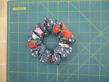 Load image into Gallery viewer, Beautiful Japanese Vintage Upcycled Silk Kimono Fabric Scrunchies Blue
