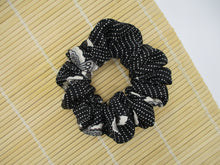 Load image into Gallery viewer, Eco Friendly Upcycled Silk Kimono Vintage Fabric Scrunchies Black Simple
