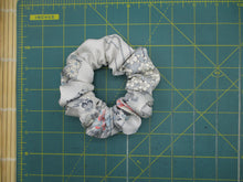 Load image into Gallery viewer, Vintage Silk Kimono Scrunchies, Japanese Hair tie, Kawaii Floral Icy Blue