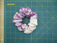 Load image into Gallery viewer, Purple Sleek Floral Silk Kimono Scrunchy, Vintage Fabric Scrunchie
