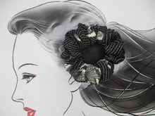 Load image into Gallery viewer, Eco Friendly Upcycled Silk Kimono Vintage Fabric Scrunchies Black Simple