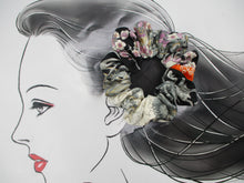 Load image into Gallery viewer, Silk Kimono Scrunchie Ship from USA Japanese Gift Idea Black Orange Floral