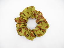 Load image into Gallery viewer, Brown Silk Kimono Scrunchies, Handmade Japanese Gift Upcycled Silk Scrunchy