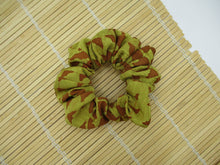 Load image into Gallery viewer, Brown Silk Kimono Scrunchies, Handmade Japanese Gift Upcycled Silk Scrunchy
