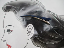 Load image into Gallery viewer, Blue Katazome Japanese Vintage Silk Simple Kimono Hair Clip