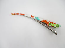 Load image into Gallery viewer, Japanese Kimono Silk Fabric Beak Clip, Orange Floral