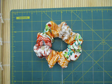 Load image into Gallery viewer, Kimono Scrunchies, Fabric Hair Tie, Ship from USA Orange White Lovely Floral