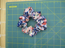 Load image into Gallery viewer, Vintage Silk Kimono Scrunchies, Japanese Hair tie, Kawaii Floral Blue