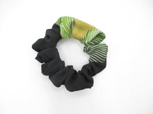 Load image into Gallery viewer, Black Tomesode Scrunchies, Silk Kimono Vintage Fabric Hair Tie, Ship from USA
