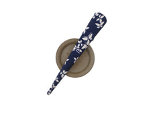 Load image into Gallery viewer, Navy Blue Butterfly Kimono Long Clip, Japanese Silk Fabric Upcycled 130mm 5 1/8 inch