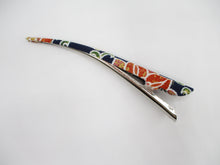 Load image into Gallery viewer, Blue Minimalist Hair Accessory 130mm Beak Style Upcycled Fabric Clip