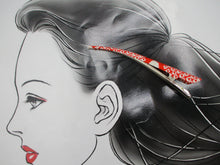 Load image into Gallery viewer, Red Shibori Kimono Shibori Silk Clip, Metal Long Clip