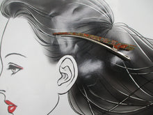 Load image into Gallery viewer, Brown Kimono Fabric Hair Slide 130mm Long Metal Clip