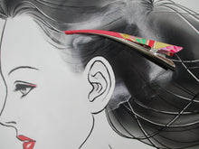 Load image into Gallery viewer, Pink Statement Japanese Silk Kimono Fabric Covered Alligator Kimono Hair Clip