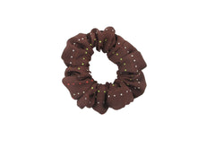 Load image into Gallery viewer, Simple Brown Silk Kimono Scrunchies, Vintage Japanese Fabric Hair Tie