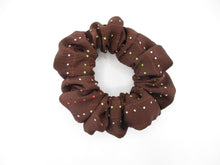 Load image into Gallery viewer, Simple Brown Silk Kimono Scrunchies, Vintage Japanese Fabric Hair Tie