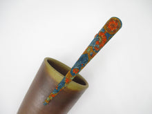 Load image into Gallery viewer, Patina Blue Brown Statement Silk Kimono Alligator Hair Clip