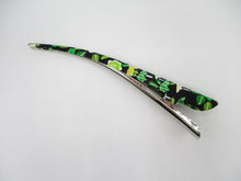 Load image into Gallery viewer, Green X Black Minimalist Silk Kimono Hair Clip Ship from USA 130mm, 5 1/8 inches