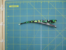 Load image into Gallery viewer, Green X Black Minimalist Silk Kimono Hair Clip Ship from USA 130mm, 5 1/8 inches