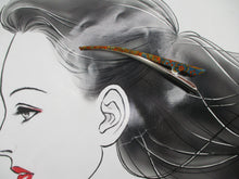 Load image into Gallery viewer, Patina Blue Brown Statement Silk Kimono Alligator Hair Clip
